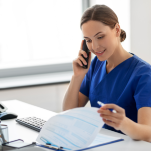 remote nurse using the telephone
